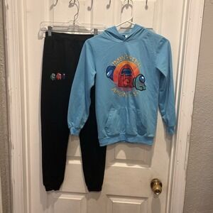 Among Us Hoodie And Jogger Pants Outfit Set Blue Shirt Joggers Size 160 Youth XL